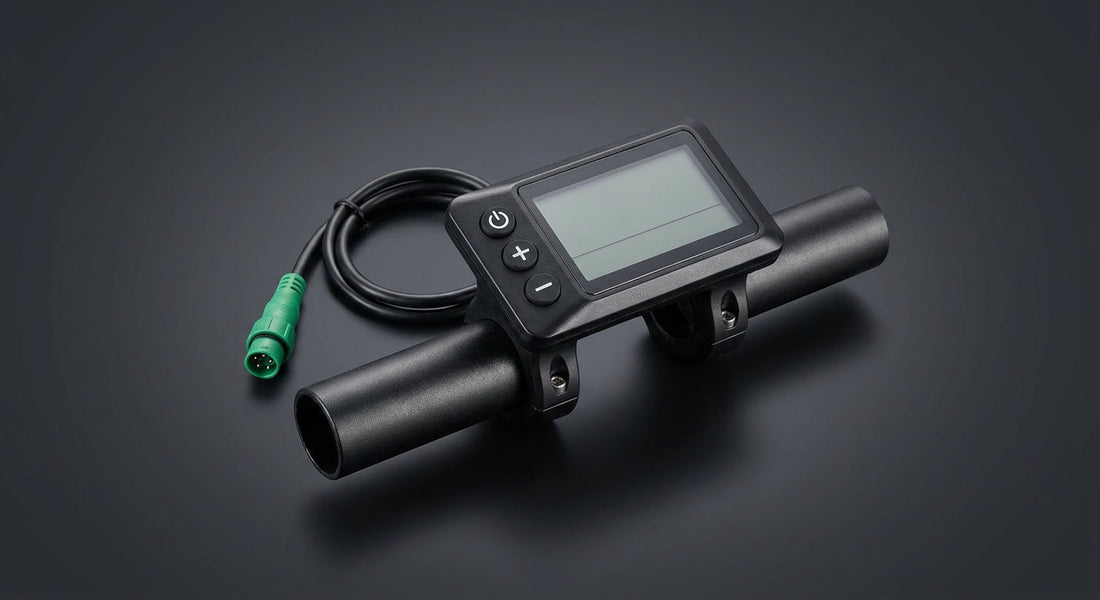 E-bike LCD display with a five-pin green connector, the plug that decides controller compatibility