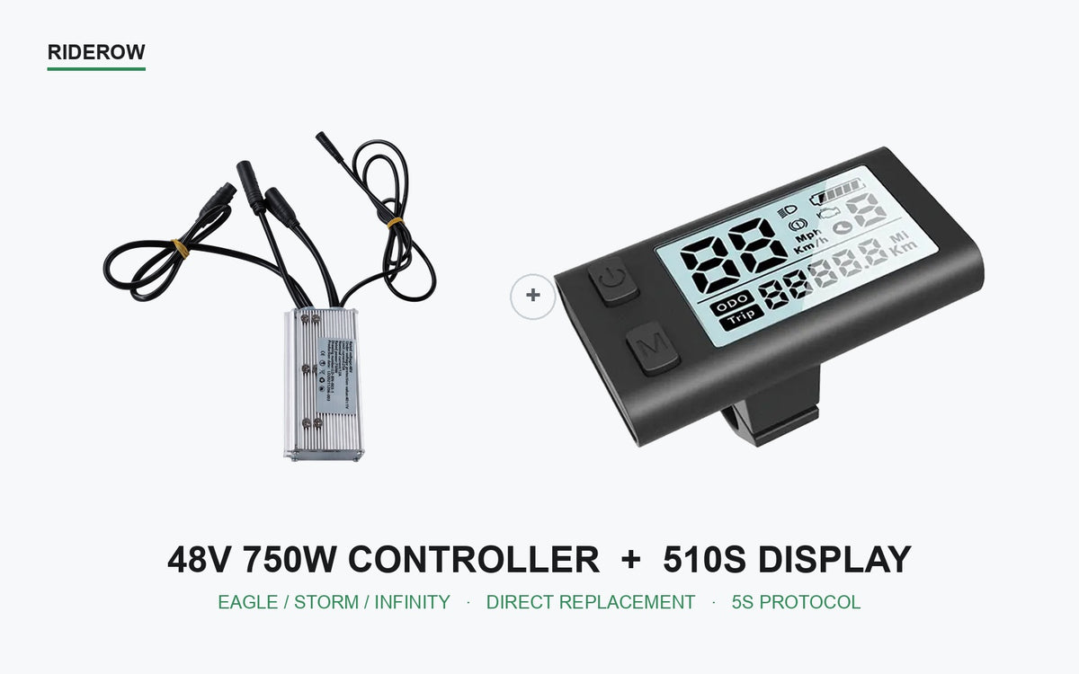 RideRow 48V 750W controller and APT 510S display kit, direct replacement for Snapcycle Eagle, Storm and Infinity