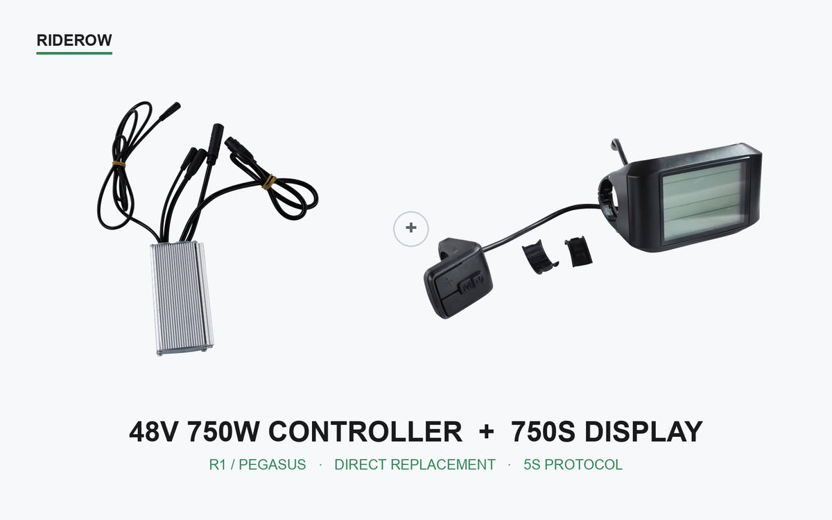 RideRow 48V 750W controller and APT 750S display kit, direct replacement for Snapcycle R1 and Pegasus