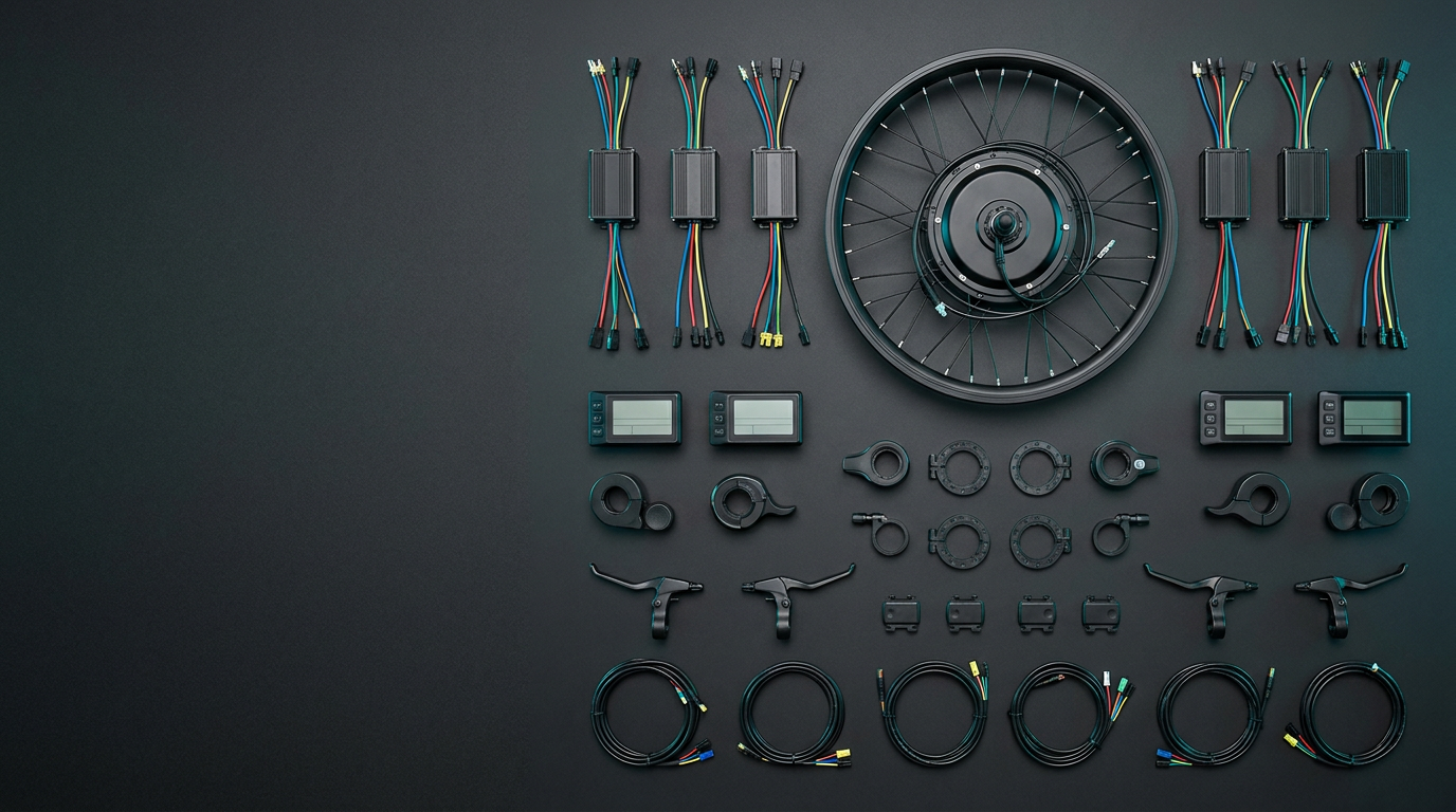 E-bike replacement parts: hub motors, controllers, LCD displays and wiring harnesses